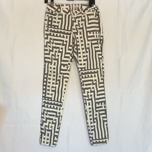 Paul Smith Black and White Geometric Print Skinny Pants